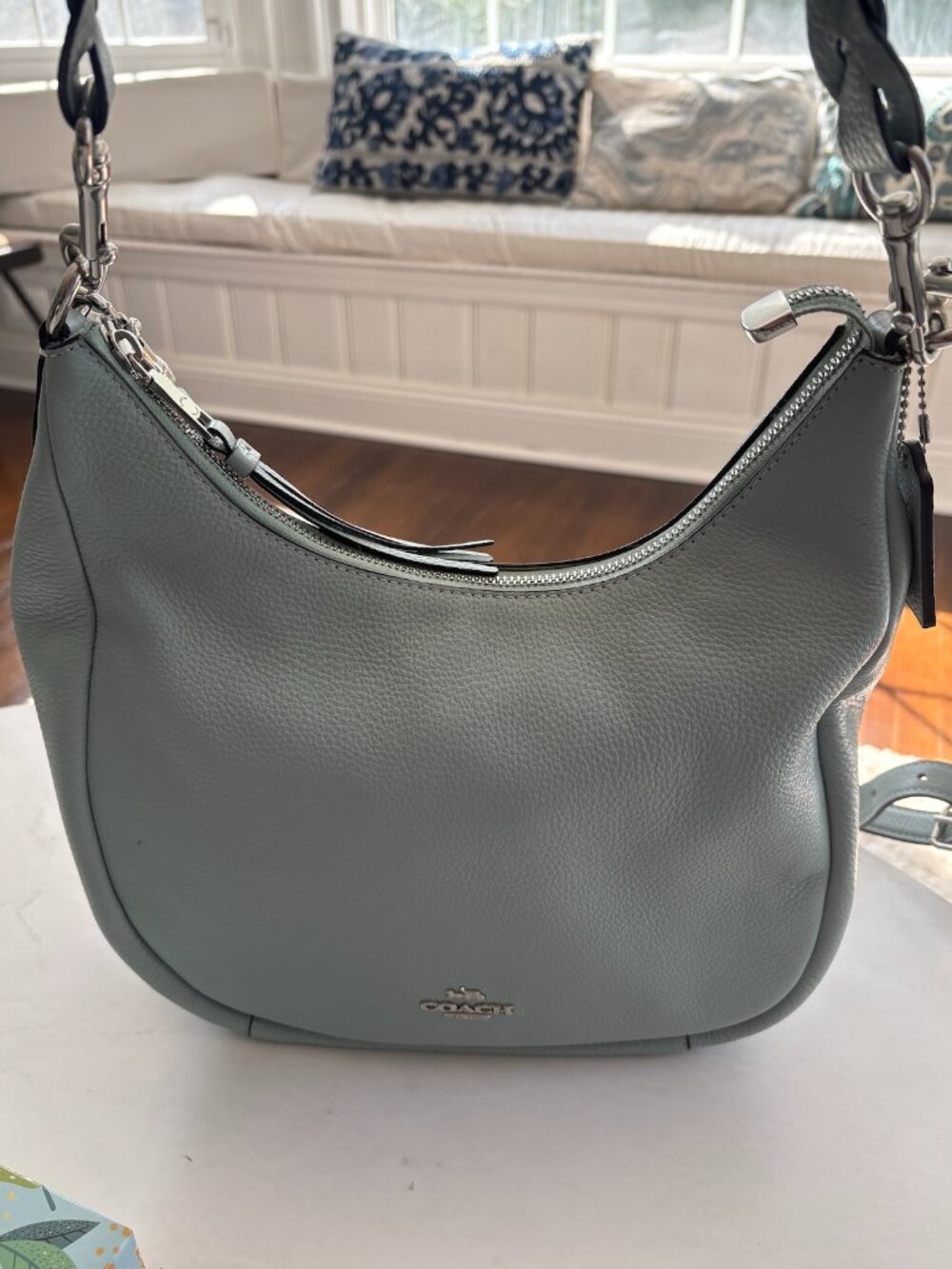 Coach Gray Pebbled Leather Shoulder Bag